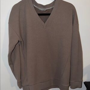 Marc New York V-Neck Sweater in Taupe Brown